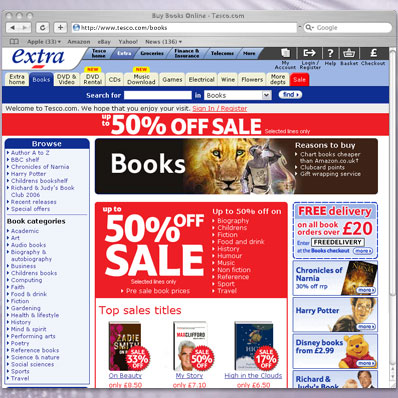 Tesco.com Books Homepage